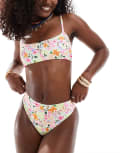 [ASOS DESIGN] ASOS DESIGN high leg high waist bikini bottoms in scribble floral print-Multi 6 Scribble floral