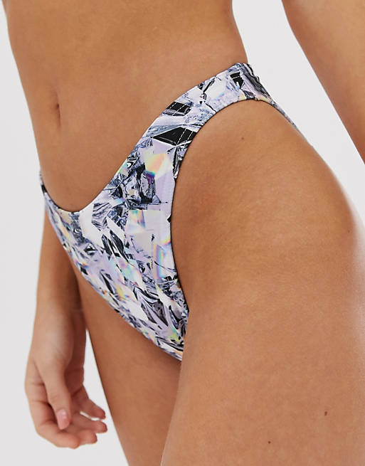 ASOS DESIGN high leg hipster bikini bottom in crystal print