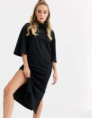 black midi dress asos