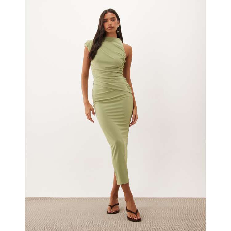 cloth and stone green dress & Striped Shift Womens Linen Blend Button Back S Maxi dress