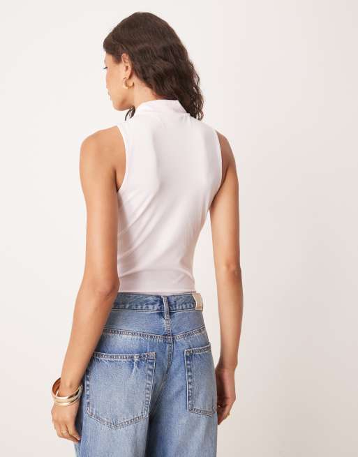 ASOS DESIGN high neck bodysuit in pink, 4 of 4