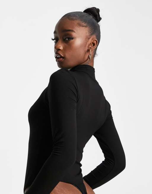 ASOS DESIGN high neck bodysuit with keyhole cut out and thumb holes