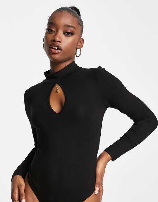 ASOS DESIGN double layer keyhole bodysuit in black