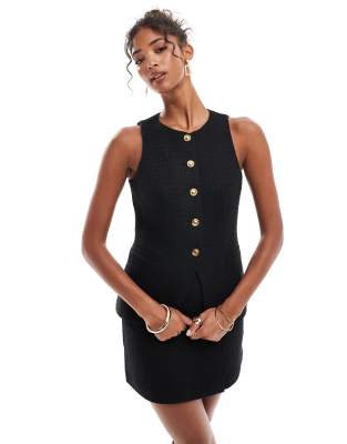 ASOS DESIGN ASOS DESIGN high neck boucle waistcoat-Black