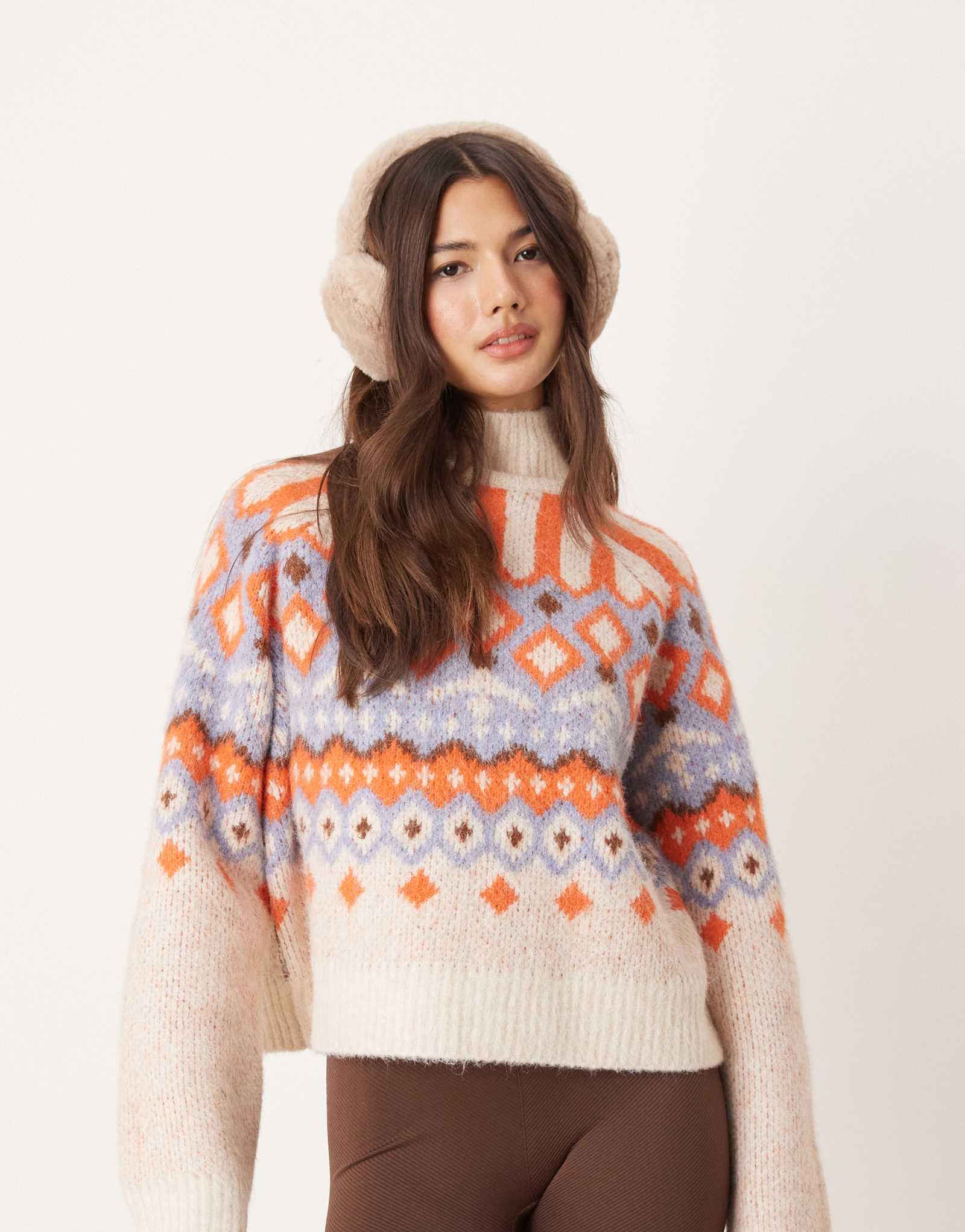 Облегающий свитер Fairisle с высоким воротом от ASOS DESIGN