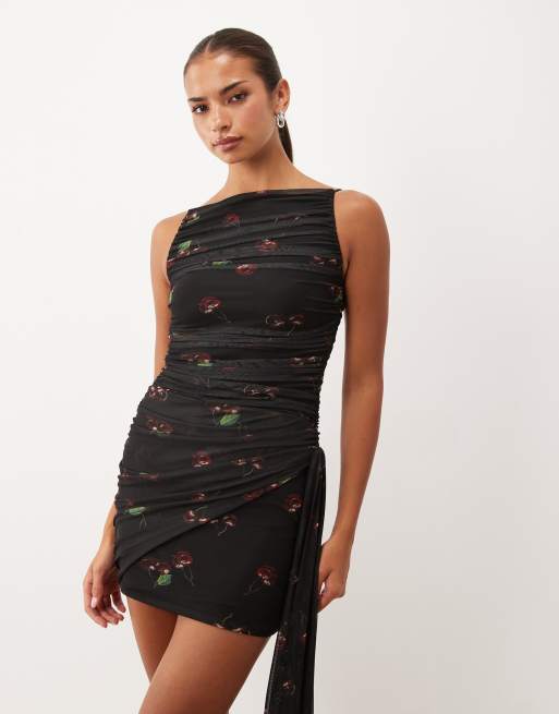ASOS DESIGN high neck cherry printed mini dress, 2 of 4