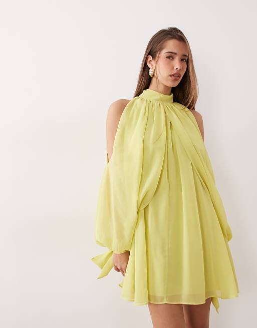 lime green dresses Lime-Green Bridesmaid This One Shoulder Sheath/Column Sleeveless Long Split Chiffon Bridesmaid Dress is the perfect combination of elegance and style Lime Green Homecoming Dresses |