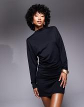 ASOS DESIGN volume sleeve maxi dress with ruched skirt in blue floral print