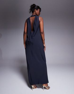ASOS DESIGN HIGH NECK COLUMN MAXI DRESS WITH OPEN BACK 