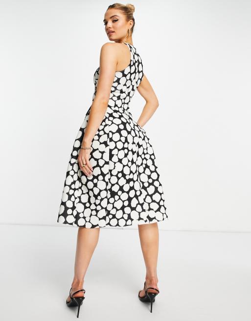 ASOS DESIGN high neck cut-out lace up side midi skate dress in geo print |  ASOS