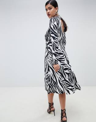zebra print midi dress