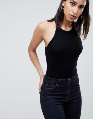 Cream high leg ribbed eyelash trim body side