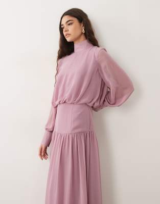 ASOS DESIGN high neck deep cuff maxi dress in lilac