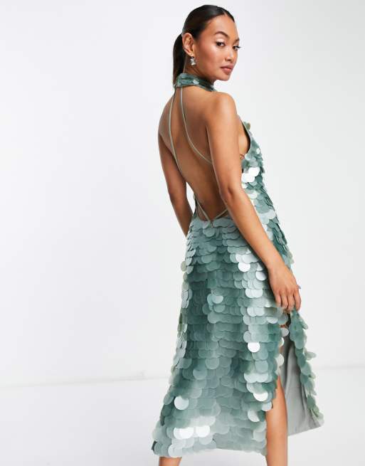 ASOS DESIGN high neck disc sequin midi dress, 3 of 4