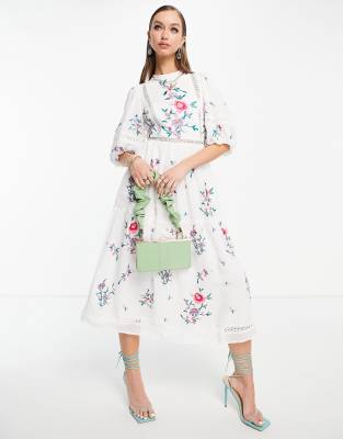 white embroidered dress asos