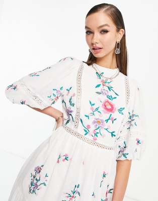 white embroidered dress asos