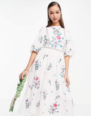 white embroidered dress asos