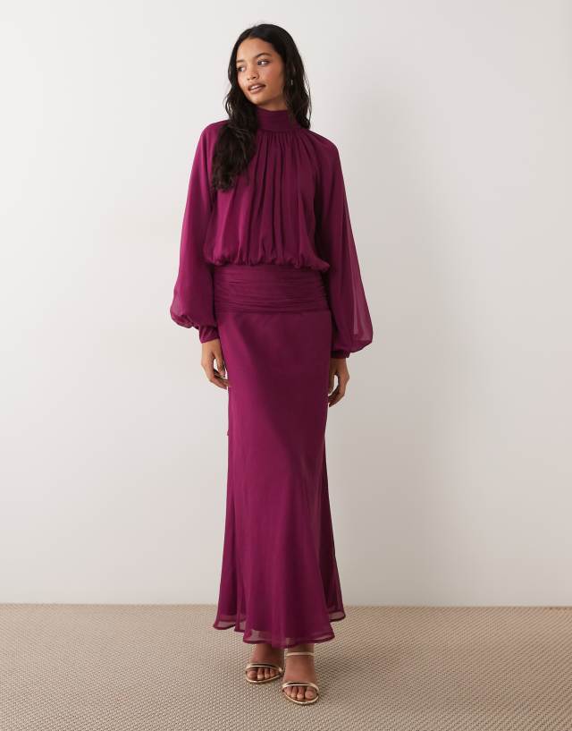 long purple chiffon dress ASOS DESIGN high neck drape maxi with neck tie in See strapless long formal Core Colors:Natural/White Gingham purple flowy dress pre-order Discover 32 Business Casual