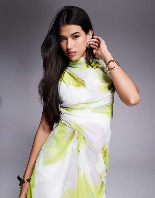 drape front cocktail dress ASOS DESIGN premium drape front midi dress