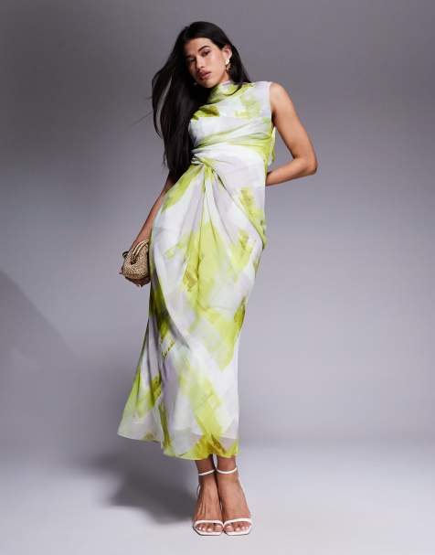 ASOS DESIGN high neck drape front maxi in abstract print - view 1