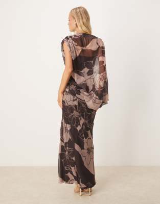 Asos Design High Neck Draped Asymmetric Maxi Dress With Cut Out In Black