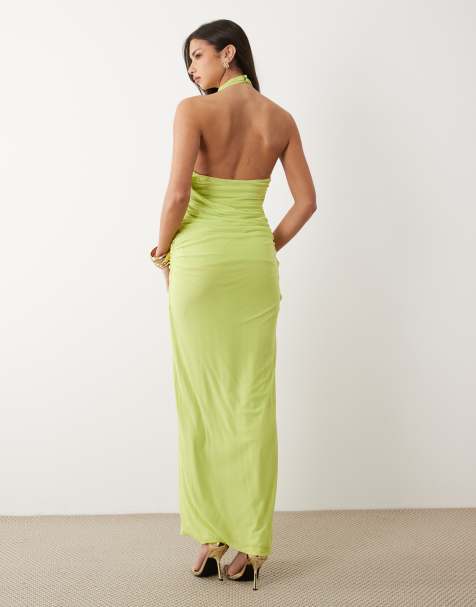 chinese dress ladies LIME GREEN MAXI DRESS – codressing main image 1