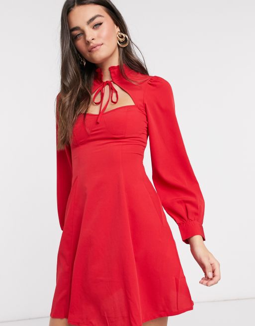 Red tie 2024 neck dress