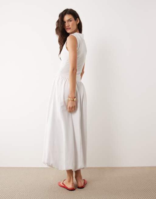 ASOS DESIGN high neck drop waist sleeveless maxi dress in white, 4 of 4