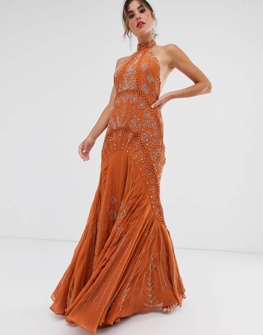 High neck 2025 fishtail dress