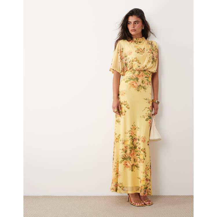 asos edition floral embroidered tiered maxi dress in lemon ASOS EDITION sheer embroidered floral lace open back maxi dress in lime  green