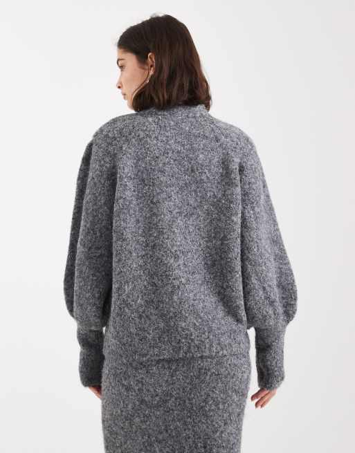 ASOS DESIGN high neck fluffy sweater in charcoal - part of a set, 4 of 5