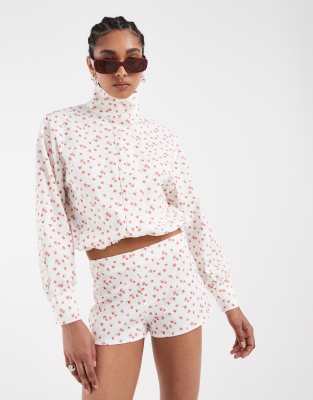 Asos Design High Neck Funnel Neck Bubble Jacket Set In Multi