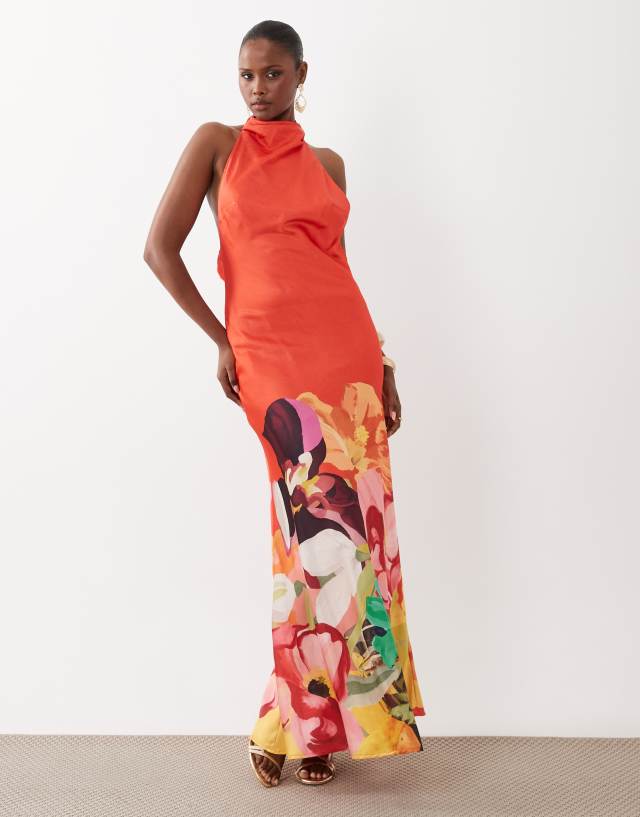 ASOS Design - High Neck Halter Maxi Dress - Women - Polyester - 0 US