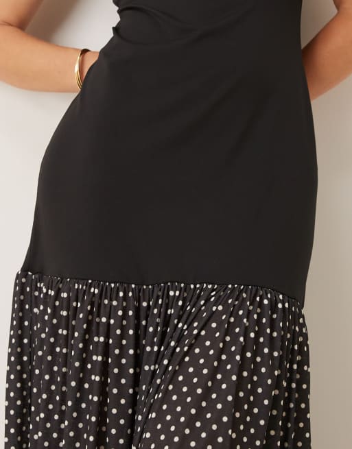 ASOS DESIGN high neck hybrid maxi dress with print skirt