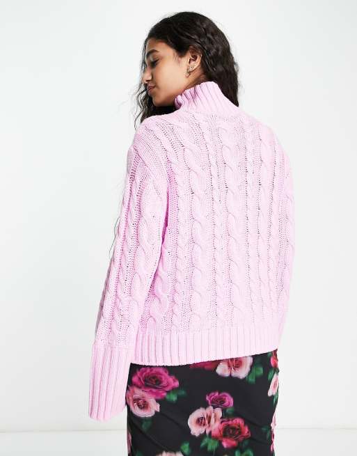 Chunky knit shop pink jumper