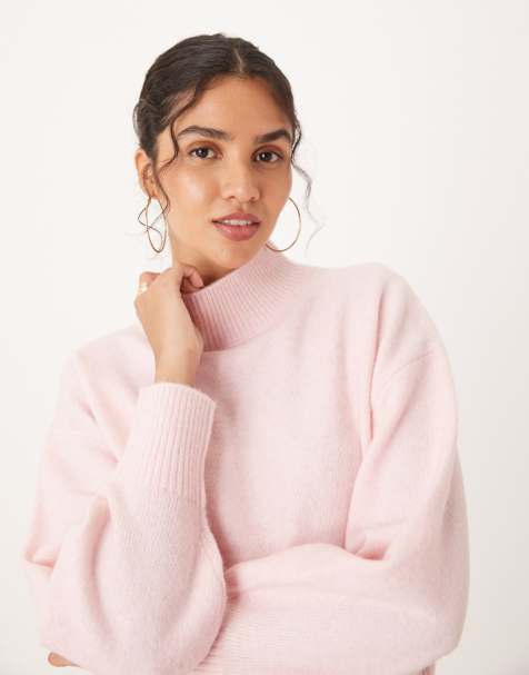 ASOS DESIGN high neck jumper in light pink - view 1
