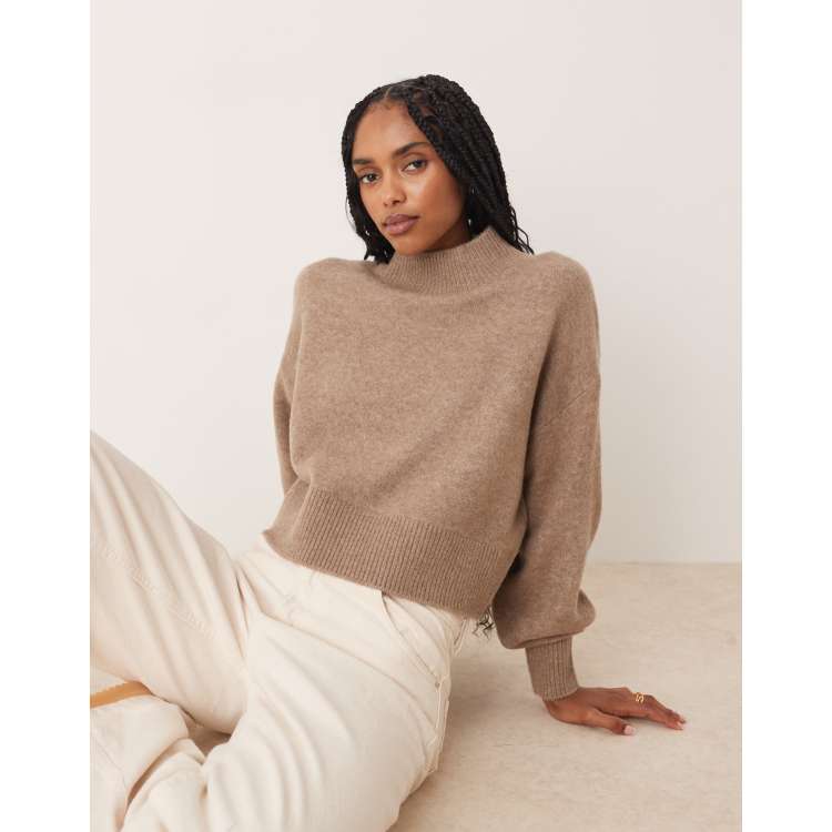 ASOS DESIGN high neck jumper in mocha | ASOS