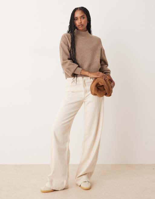 ASOS DESIGN high neck jumper in mocha, 3 of 4