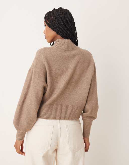 ASOS DESIGN high neck jumper in mocha, 4 of 4
