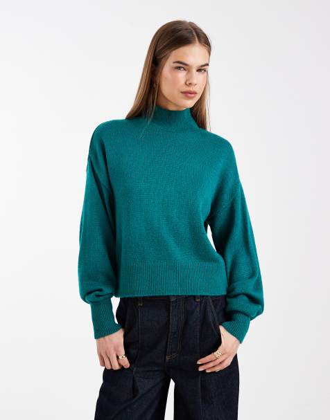 ASOS DESIGN high neck jumper in teal