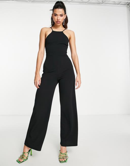 Heartbreak structured corset jumpsuit with cut out waist in black