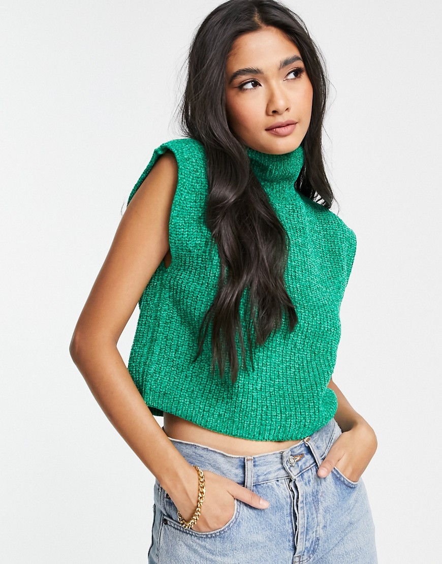 ASOS DESIGN high neck knit tank in chenille in green