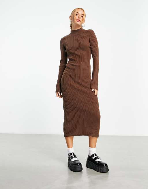 Topshop tie waist long sleeve knit midi on sale dress