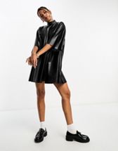 ASOS DESIGN pleated babydoll mini dress with oversized cutwork