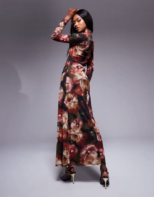 knee length dresses for ladies Baltic Born Womens Marie Mock Neck Maxi Dress | Sage Floral main image 0