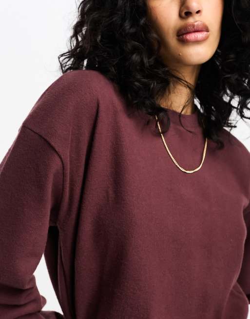 ASOS DESIGN high neck long sleeve maxi dress with blouson body in chocolate, 4 of 4