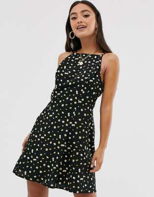 ASOS DESIGN high neck low back mini sundress in ditsy floral print | ASOS