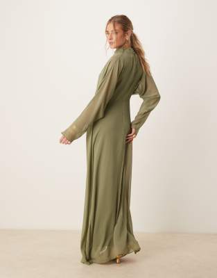 ASOS DESIGN high neck maxi dress in green | ASOS