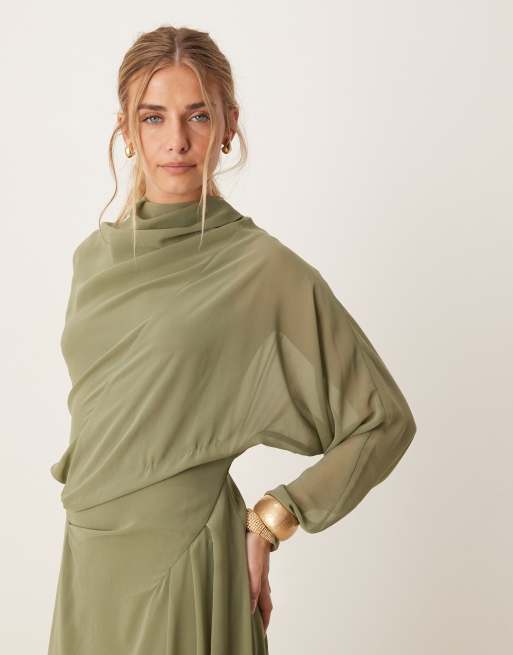 ASOS DESIGN high neck maxi dress in green