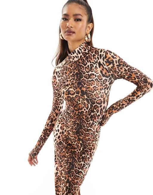 Leopard print maxi outlet bodycon dress